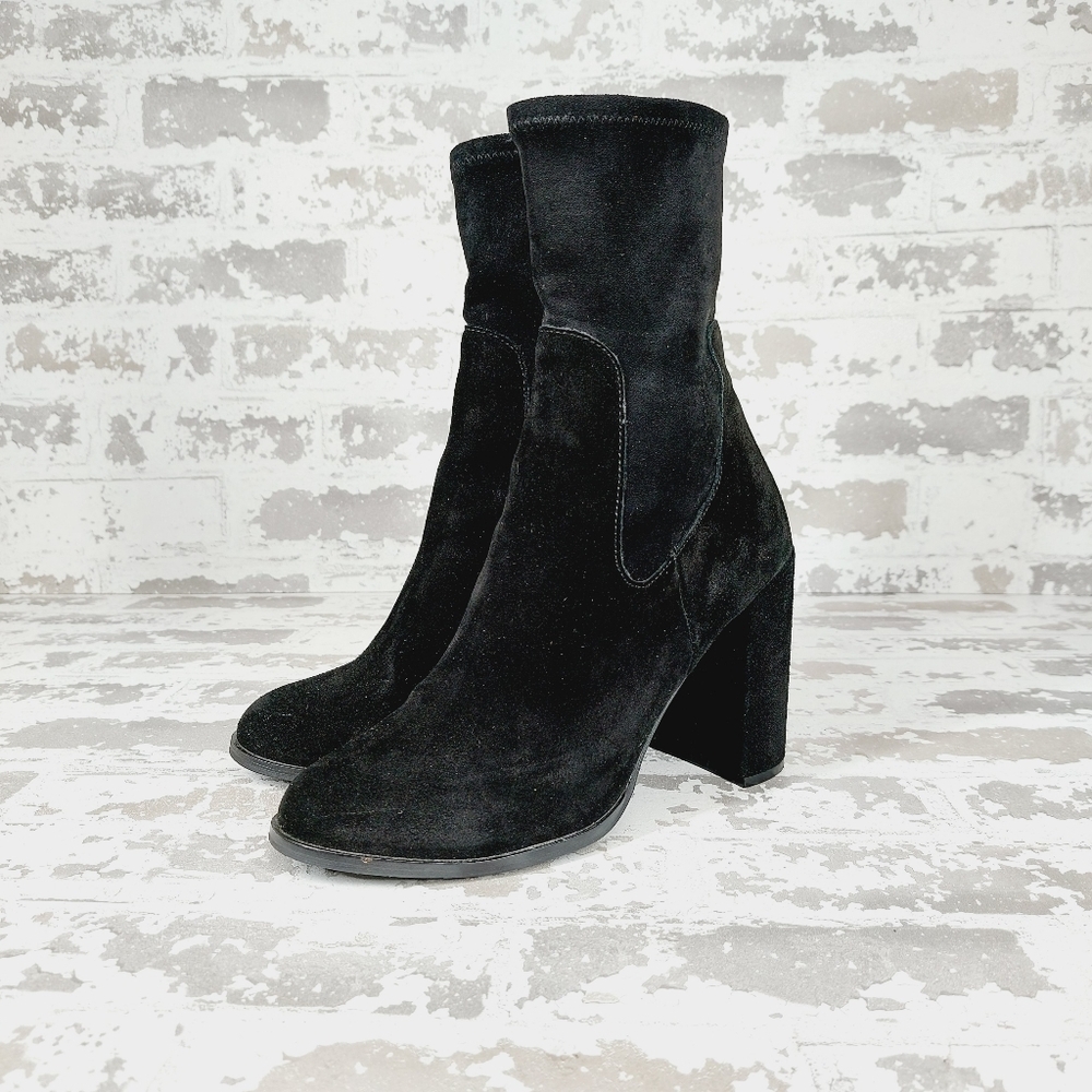 Chinese Laundry Black Round Toe Side Zipper Chunky Block Heel Ankle Booties T164 - Picture 2 of 10